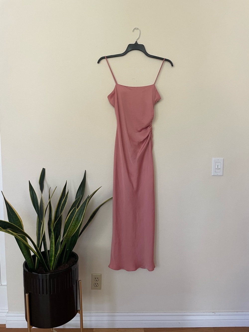 🌷 Zara Dusty Rose Slip Maxi Dress with Spaghetti Straps #68